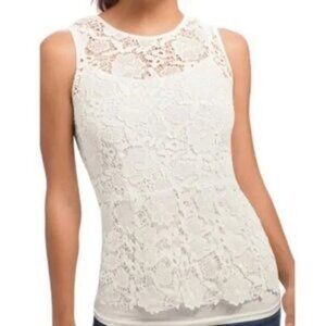 CABI Open Knit Needle Lace Peplum Top, # 800, Size Small